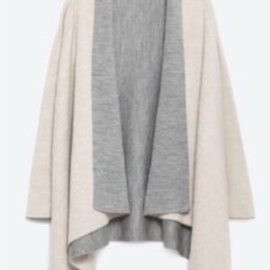 Zara knit waterfall Cardigan - Beige and Gray